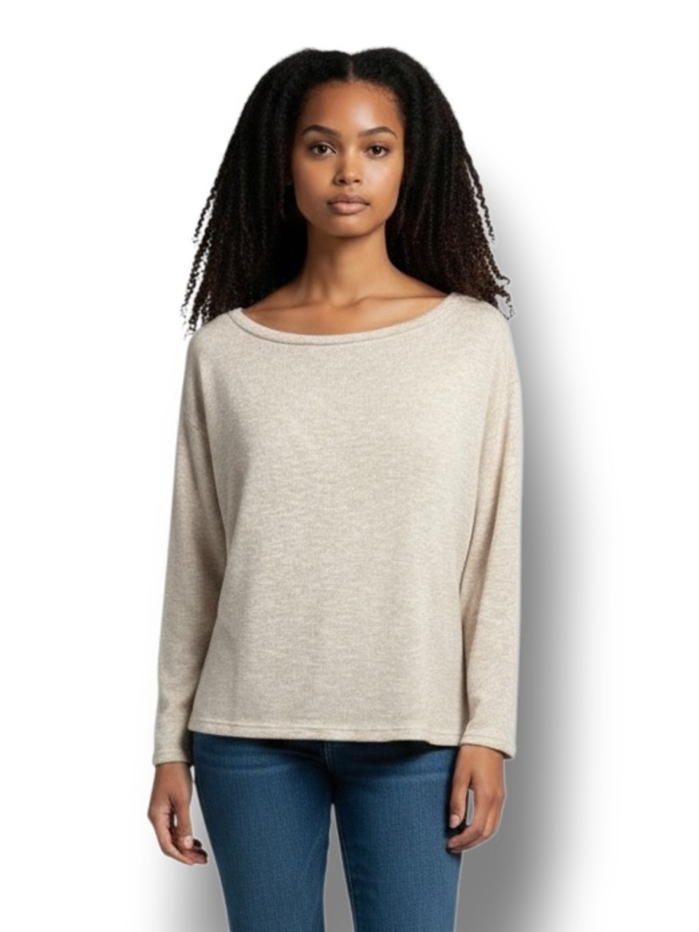 Forever 21 Women’s Lightweight Loose Knit Pullover Sweater, Oatmeal, size M